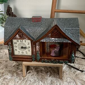 Vtg 1946 Haddon Original Home Sweet Home Clock Animated Rocking Grandma W/Light